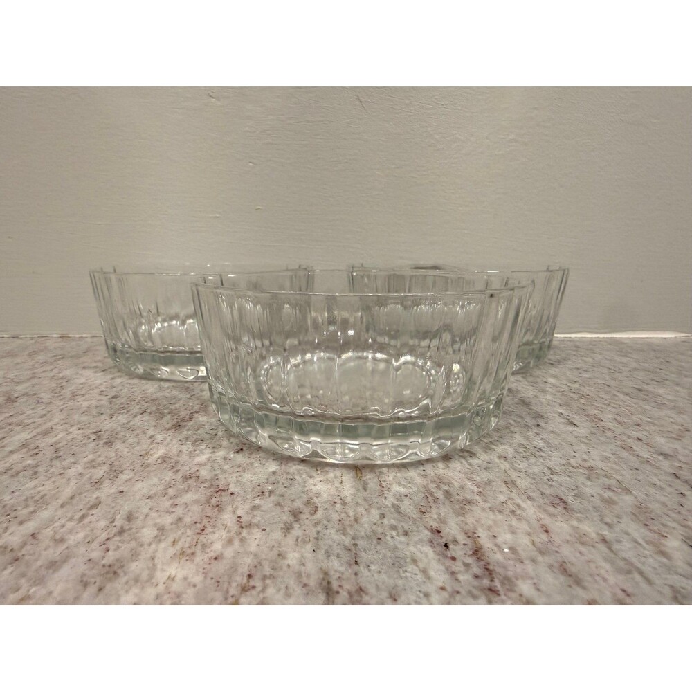 Clear Glass Ribbed Dessert & Prep Bowls Set of 3 – Made in Turkey